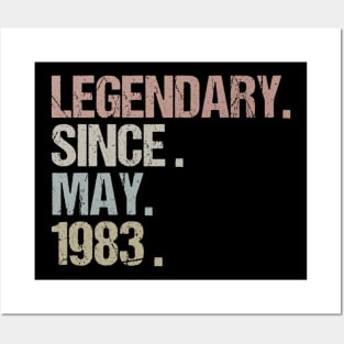 36th Birthday Gift Legendary Since May 1983 Retro Posters and Art